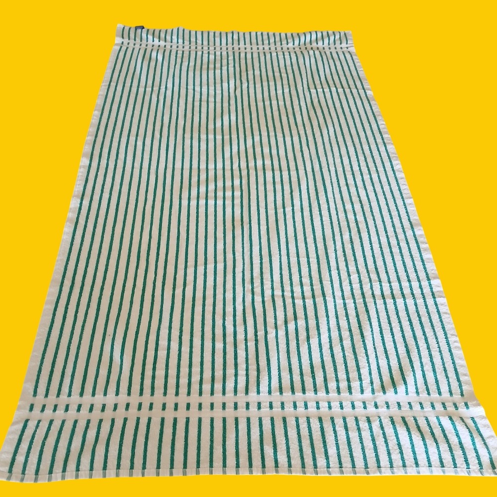 Ralph Lauren Beach Towel Unisex OS Striped Mint White Cotton USA Vintage